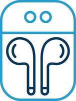 Earbuds Line Blue Two Color Icon vector