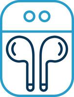 Earbuds Line Blue Two Color Icon vector