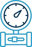 Pressure Gauge Line Blue Two Color Icon vector