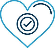 Heart Line Blue Two Color Icon vector