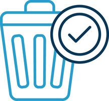 Waste Bin Line Blue Two Color Icon vector