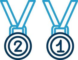 medallas línea azul dos color icono vector