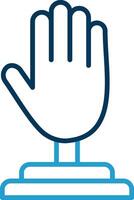 mano línea azul dos color icono vector