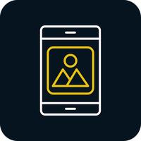 Mobile Application Line Yellow White Icon vector