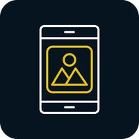 Mobile Application Line Yellow White Icon vector