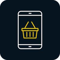 Shopping Application Line Yellow White Icon vector