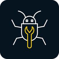 Bug Fixing Line Yellow White Icon vector