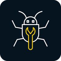 Bug Fixing Line Yellow White Icon vector