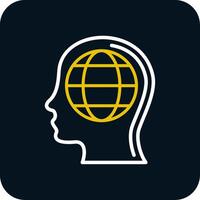 Global Mind Line Yellow White Icon vector