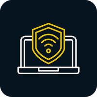 Security Laptop Connect Line Yellow White Icon vector