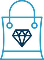 Shopping Bag Line Blue Two Color Icon vector