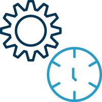 hora administración línea azul dos color icono vector