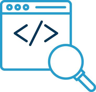 Code Review Line Blue Two Color Icon vector