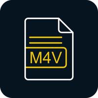 m4v archivo formato línea amarillo blanco icono vector