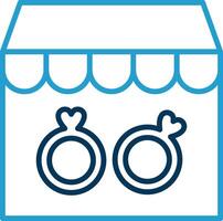 Rings Shop Line Blue Two Color Icon vector
