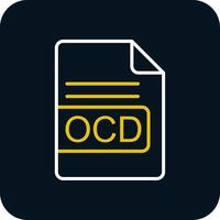 ocd archivo formato línea amarillo blanco icono vector