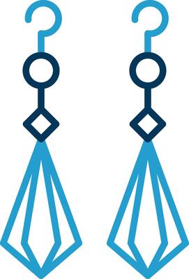 Earrings Line Blue Two Color Icon