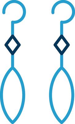 Earring Line Blue Two Color Icon
