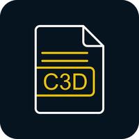 c3d archivo formato línea amarillo blanco icono vector