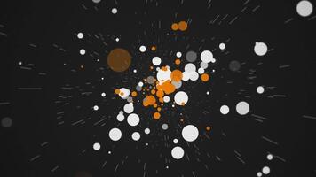 Particle background with orange and white sphere particles and stars flowing towards the camera. Full HD and looping abstract motion background animation. video