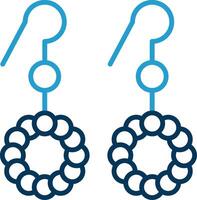 Earrings Line Blue Two Color Icon vector