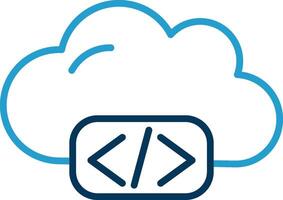 Cloud Coding Line Blue Two Color Icon vector