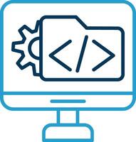 software desarrollo línea azul dos color icono vector