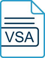 vsa archivo formato línea azul dos color icono vector