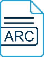 arco archivo formato línea azul dos color icono vector