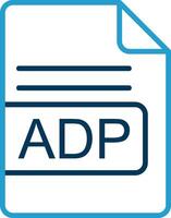 adp archivo formato línea azul dos color icono vector