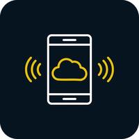 Mobile Cloud Line Yellow White Icon vector