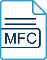 mfc archivo formato línea azul dos color icono vector