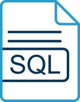 SQL File Format Line Blue Two Color Icon vector