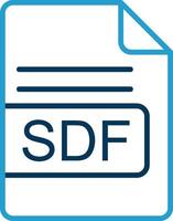 sdf archivo formato línea azul dos color icono vector