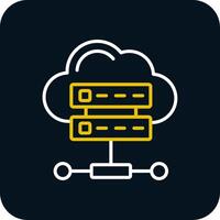 Cloud Database Line Yellow White Icon vector