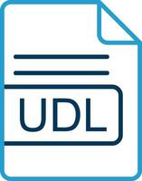 udl archivo formato línea azul dos color icono vector