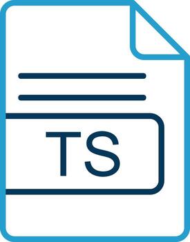 TS File Format Line Blue Two Color Icon vector