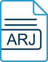 arj archivo formato línea azul dos color icono vector