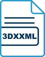 3DXXML File Format Line Blue Two Color Icon vector
