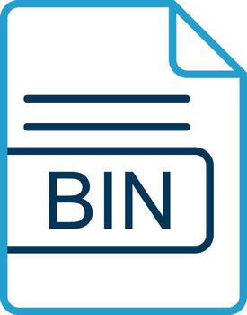 BIN File Format Line Blue Two Color Icon vector