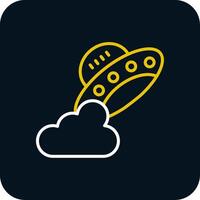 Ufo Line Yellow White Icon vector