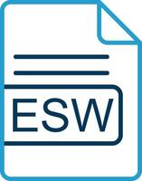 esw archivo formato línea azul dos color icono vector