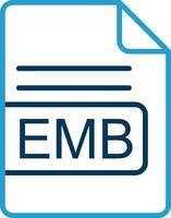 EMB File Format Line Blue Two Color Icon vector