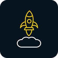 Rocket Launch Line Yellow White Icon vector