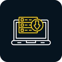 Downloading Data Line Yellow White Icon vector