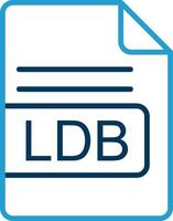 ldb archivo formato línea azul dos color icono vector