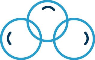 Overlapping Circles Line Blue Two Color Icon vector