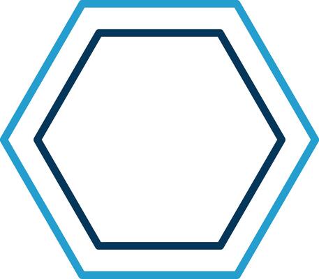 Hexagon Line Blue Two Color Icon