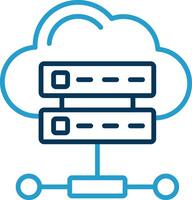 Cloud Database Line Blue Two Color Icon vector