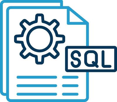 sql archivo línea azul dos color icono vector
